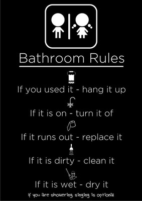 

Posterhouzz- Bathroom Rules Fine Art Print(18 inch X 12 inch, Rolled)