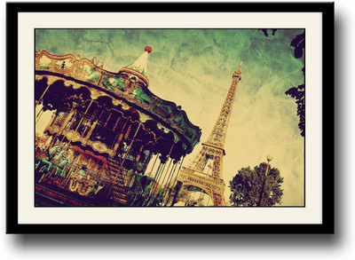 

Fare and Eiffel tower in Paris Fine Art Print(10 inch X 14 inch, Framed)