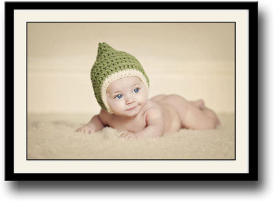 

Adorable baby with green hat Fine Art Print(10 inch X 14 inch, Framed)