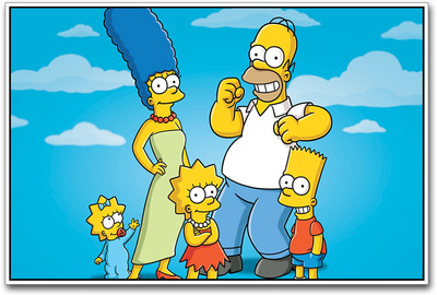 The Simpsons family enjoying Paper Print(12 inch X 18 inch)