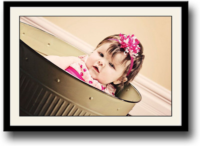 

Cute Baby girl in bucket Fine Art Print(10 inch X 14 inch, Framed)