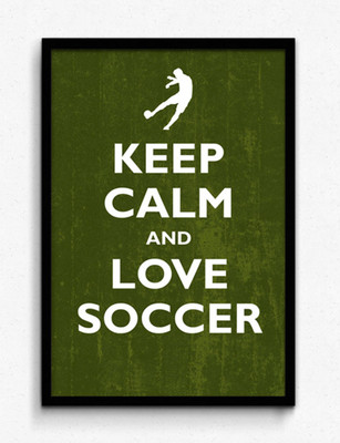 Seven Rays Keep Calm and Love Soccer Framed (Small)(19 inch X 13 inch)