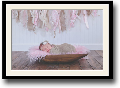 

Baby wrapped in brown on wood Fine Art Print(10 inch X 14 inch, Framed)