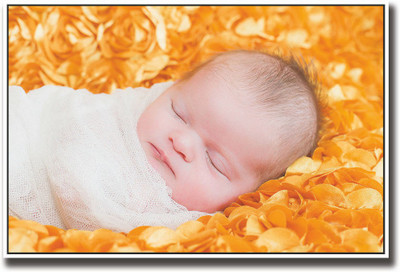 

Cute baby sleeping on orange image Fine Art Print(12 inch X 18 inch, Rolled)