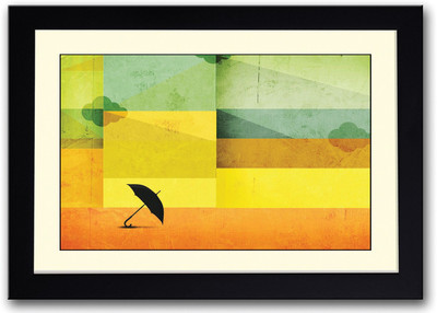 

Umbrella With Yellow Background Fine Art Print(14 inch X 20 inch, Framed)
