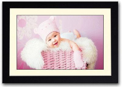Baby With Fur Fine Art Print(14 inch X 20 inch, Framed)