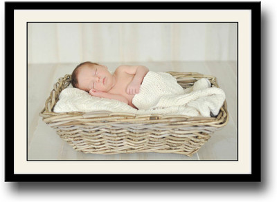 

Baby sleeping in wooden basket Fine Art Print(10 inch X 14 inch, Framed)