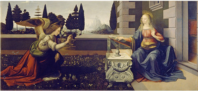 

Old Masters Collection - Annunciation By Leonardo da Vinci - Ready To Frame Rolled Digital Art Print On Photographic Paper(24 inch X 12 inch, Rolled)