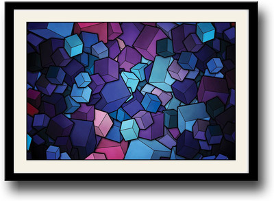 

Abstract Blue Cubes Fine Art Print(10 inch X 14 inch, Framed)