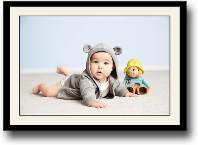 

Adorable newborn baby in hood Fine Art Print(10 inch X 14 inch, Framed)