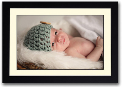 

Baby With Button Cap Looking Fine Art Print(14 inch X 20 inch, Framed)
