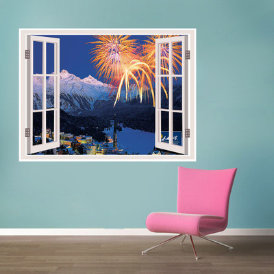 

Decor Wall Large New Year Window Illusion 3D Poster(24 inch X 36 inch, Rolled)
