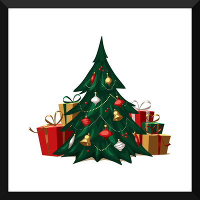 

Tallenge - Christmas Art - Festive Christmas Tree - Medium Size Ready To Hang Framed Digital Art Print On Photographic Paper(18 inch X 18 inch, Framed)