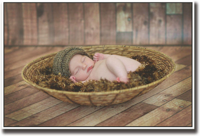 

Newborn baby with Green cap Fine Art Print(12 inch X 18 inch, Rolled)