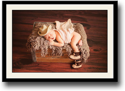 

Baby with cowboy hat and boots Fine Art Print(10 inch X 14 inch, Framed)