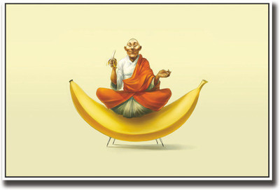 

Monk with banana Fine Art Print(12 inch X 18 inch, Rolled)