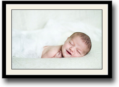 

Cute newborn baby smiling Fine Art Print(10 inch X 14 inch, Framed)