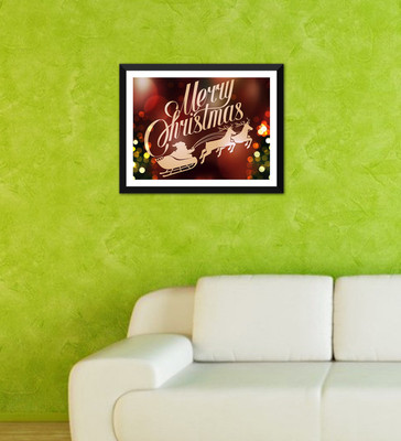 

Tallenge - Christmas Art - Merry Christmas Santa Claus Sleigh - Ready To Hang Framed A3 Size Poster Paper Print(17 inch X 12 inch, Framed)