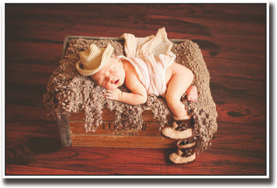 

Baby with cowboy hat and boots Fine Art Print(12 inch X 18 inch, Rolled)