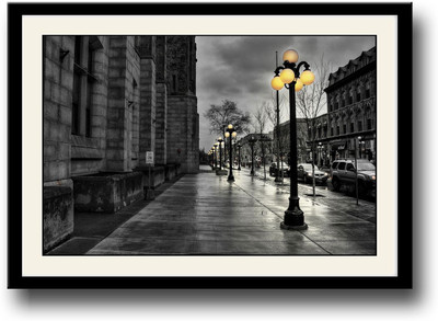 

Street view with lamps Fine Art Print(10 inch X 14 inch, Framed)