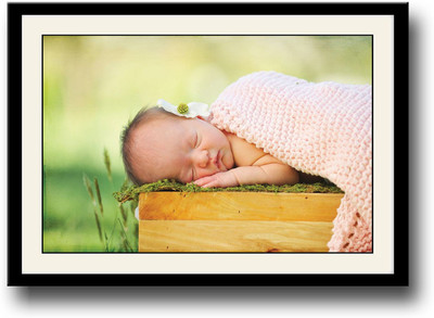 

Cute baby on wooden bench Fine Art Print(10 inch X 14 inch, Framed)