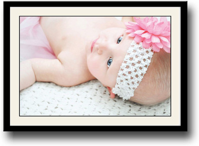 

Baby with white and pink bow Fine Art Print(10 inch X 14 inch, Framed)
