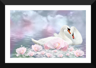 

Tallenge - Valentine’s Day Gift - Swan Romance - Premium Quality A3 Size Framed Poster Paper Print(17 inch X 12 inch, Framed)