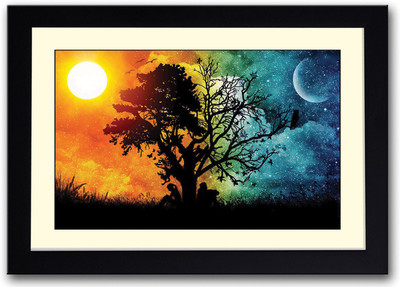 Night and Day Fine Art Print(14 inch X 20 inch, Framed)