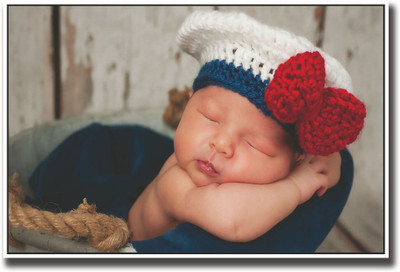 

New Born baby with red & white cap Fine Art Print(12 inch X 18 inch, Rolled)