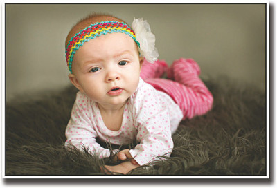 

Posterhouzz Super cute baby with colorful band Fine Art Print(12 inch X 18 inch, Rolled)