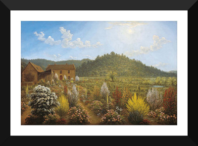 

Tallenge Old Masters Collection - A view of the artist's house and garden, in Mills Plains, Van Diemen's by John Glover - Premium Quality A3 Size Framed Poster Paper Print(17 inch X 12 inch, Framed)