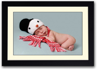 

Newborn Baby With Penguin Cap Fine Art Print(14 inch X 20 inch, Framed)