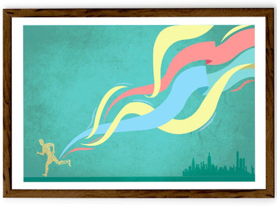 

Hulkut Waves Art Print with brown frame 24 * 16 Inches Fine Art Print(26 inch X 1 inch, Framed)