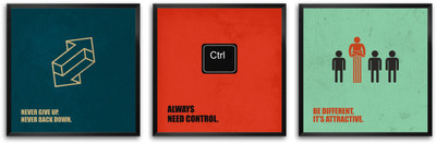 

Never Give Up, Control, Be Different Business Quotes (Set Of 3) Paper Print(8.8 inch X 8.8 inch, Framed)
