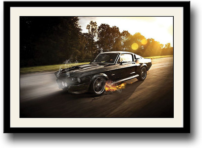 

Black car fire artistic Fine Art Print(10 inch X 14 inch, Framed)