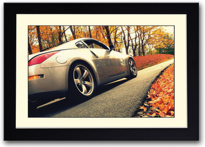 

Silver Car on road Fine Art Print(14 inch X 20 inch, Framed)