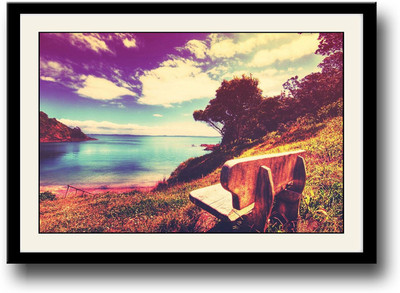 

Bench on lake side Fine Art Print(10 inch X 14 inch, Framed)