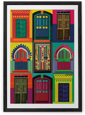 

9 Doors Fine Art Print(36 inch X 24 inch, Framed)