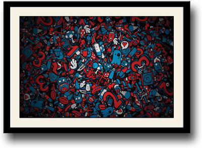 

Blue and red abstract figures Fine Art Print(10 inch X 14 inch, Framed)