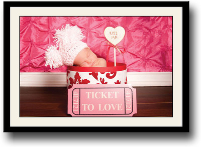 

Baby with a kiss me sign Fine Art Print(10 inch X 14 inch, Framed)