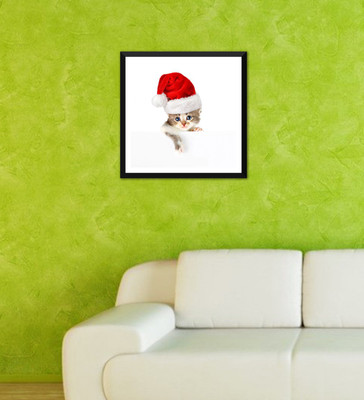 

Tallenge - Christmas Art - Adorable Cat - Ready To Hang Framed A3 Size Poster Paper Print(17 inch X 12 inch, Framed)