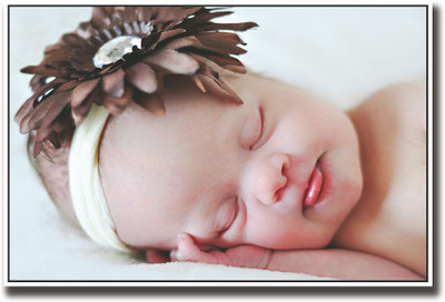

Cute Baby with brown bow Fine Art Print(12 inch X 18 inch, Rolled)