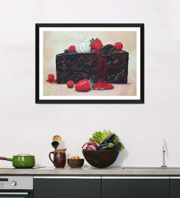 Tallenge Art For Kitchen - Creamy And Juicy Pastry - Framed Art Print On Photographic Paper(18 inch X 12 inch, Framed)