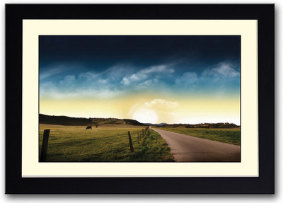 

Road Through farms Fine Art Print(14 inch X 20 inch, Framed)
