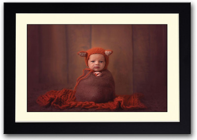

Cute Adorable Baby In Red & Brown Fine Art Print(14 inch X 20 inch, Framed)