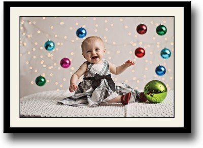 

Cute baby with decoration balls Fine Art Print(10 inch X 14 inch, Framed)