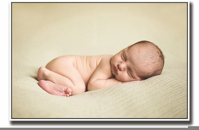 

Posterhouzz Cute little baby sleeping on brown Fine Art Print(12 inch X 18 inch, Rolled)