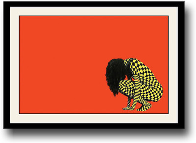 

Girl wearing yellow and black checks Fine Art Print(10 inch X 14 inch, Framed)