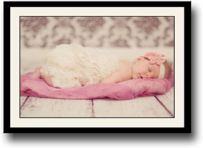 

Baby girl sleeping on wooden floor Fine Art Print(10 inch X 14 inch, Framed)