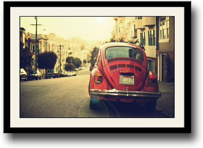 

Vintage Volkswagen Beetle Fine Art Print(10 inch X 14 inch, Framed)
